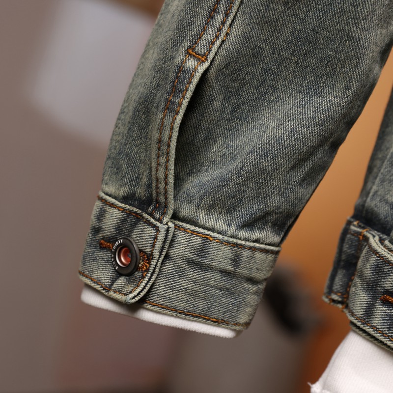 Perlen [Trendy] Lokomotive Stil Stickerei Mode Herren Jeansjacke, Jeansjacke Herren Top_voghion.com