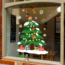 圣诞节布置装饰用品橱窗静电玻璃贴纸加厚uv贴画墙贴窗花跨境批发