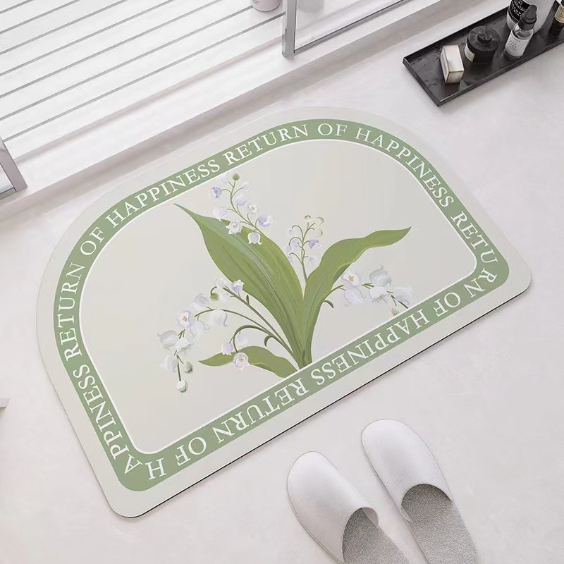 北欧轻奢硅藻泥地垫卫生间淋浴间门垫防滑浴室吸水易打理地毯家用