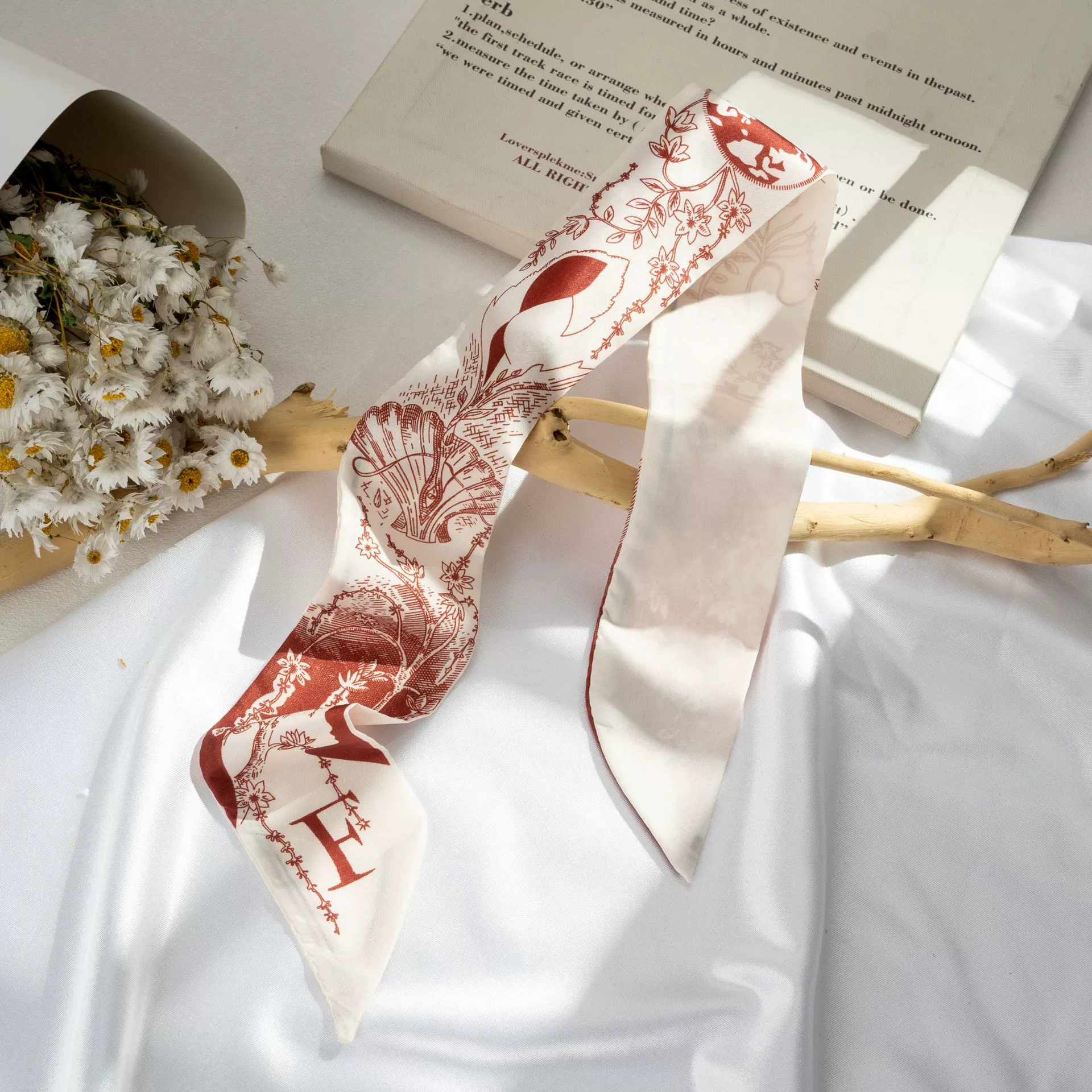 Silk Scarf Hairband (Suhang) long streamer 89×3.8 cm, lightweight gift box option