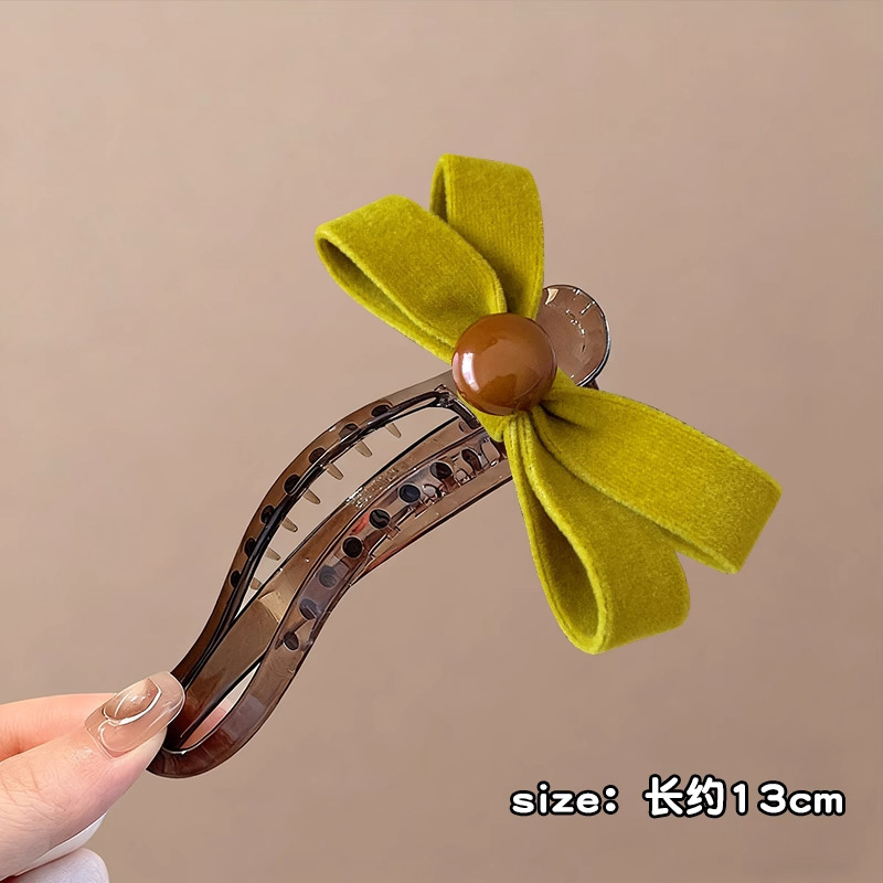 早秋丝绒蝴蝶结鸭嘴夹发夹女后脑勺2025新款一字抓夹高级感鲨鱼夹|undefined