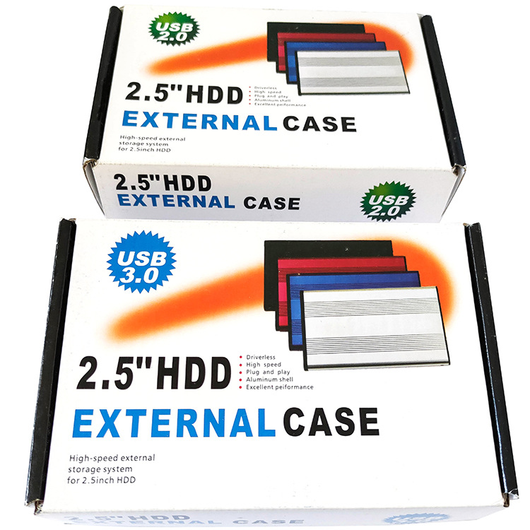 Caja de disco duro de 2,5 pulgadas USB2.0 universal HDD puerto serie SATA aleación de aluminio caja de protección de disco duro móvil externo