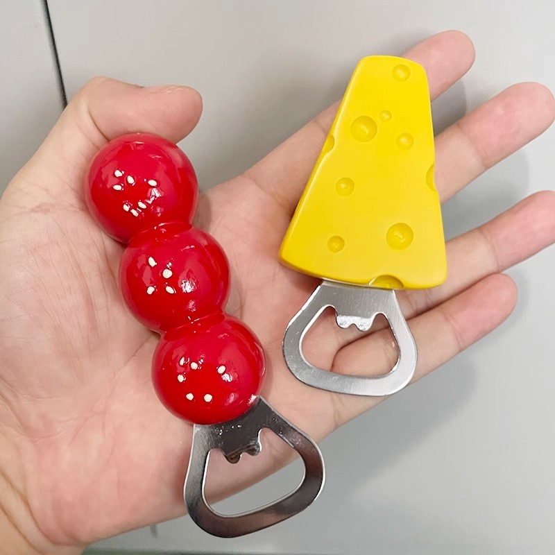 クリエイティブなチーズ型のボトルオープナー、冷蔵庫用マグネット付き、蓋を開ける魔法の道具、家庭用冷蔵庫マグネット|undefined