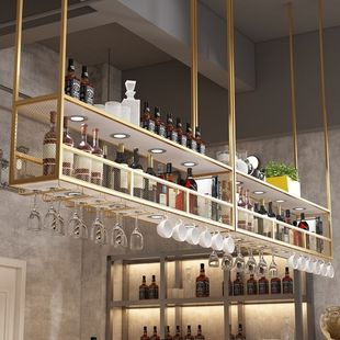 Iron Bar Hanger Hanging Wine Rack Storage Rack Household Wall Cabinet Upside down Goblet Rack Bar Decorative Wine Cabinet