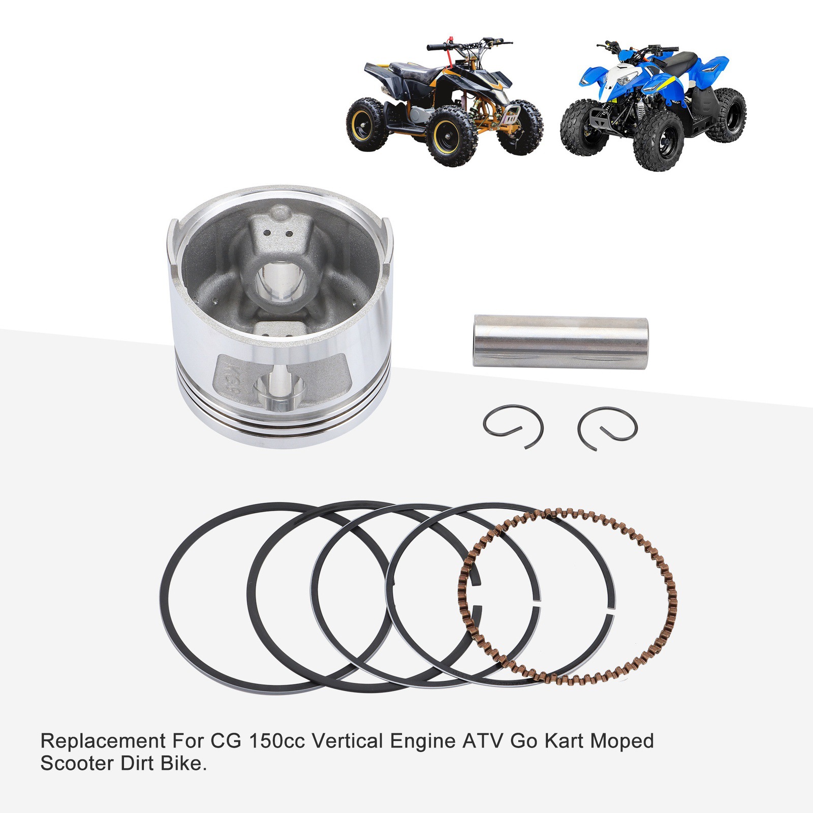 Motorcycle piston, 62mm piston, 15mm valve, piston ring, spring, ZJ150 kit, CG150cc, go-kart