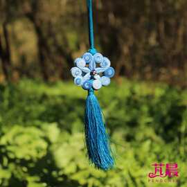 云南民族风蓝染布艺包挂扎染花朵 汽车 钥匙扣挂饰