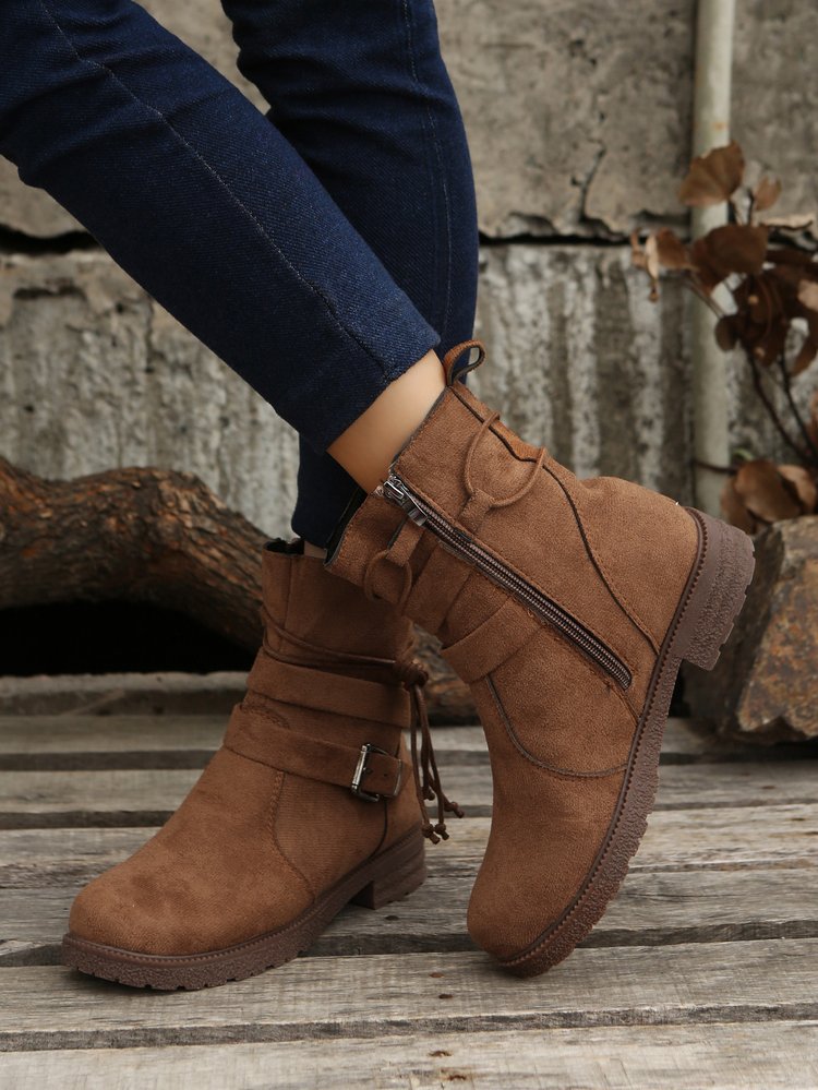 Large size short boots women dress boots autumn and winter new round head retro explosive cotton boots women_voghion.com