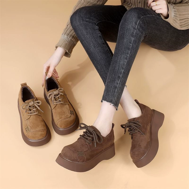 Ретро толстые ботинки Lefu женские 2025 новые осень-зима дикие высокие ботинки