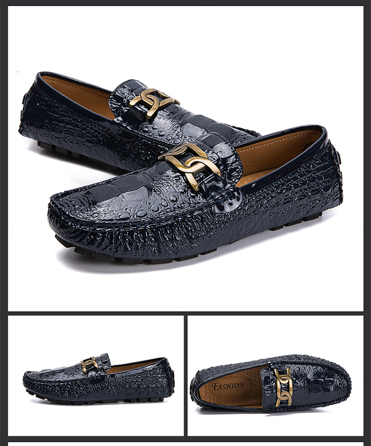 P Sko Herre S Krokodillemønster Ungdom Trendy lakkskinn skinnende overflate Kjøring lat Uformell_voghion.com