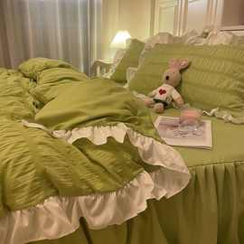 ins少女心床裙四件套床上用品网红公主风床单被套韩版学生三件套