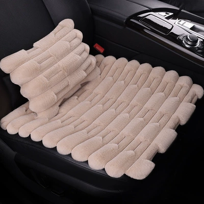 Cross-border winter car seat cushions, featuring a Wool pad - khaki-single-seat-lumbar-pillow