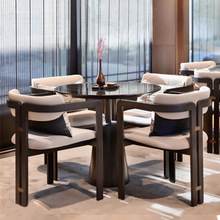 新中式实木休闲茶桌椅家用餐椅酒店办公室售楼处样板间接待洽谈椅