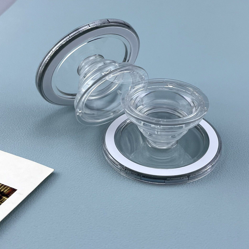 New Transparent Magnetic Airbag Holder Black and White Mobile Phone Holder Telescopic Anti-Fall Holder Suitable for Apple Huawei, Etc
