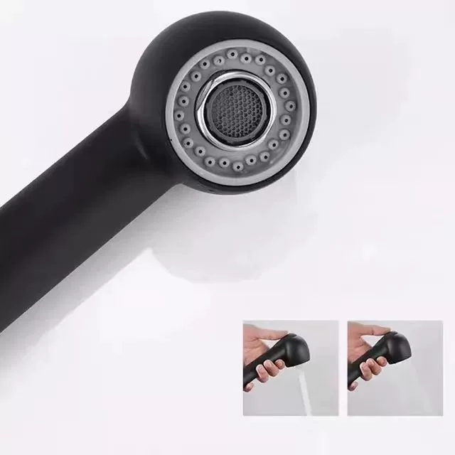 Black 304 stainless steel pull-out kitchen faucet sink sink telescopic universal hot and cold faucet