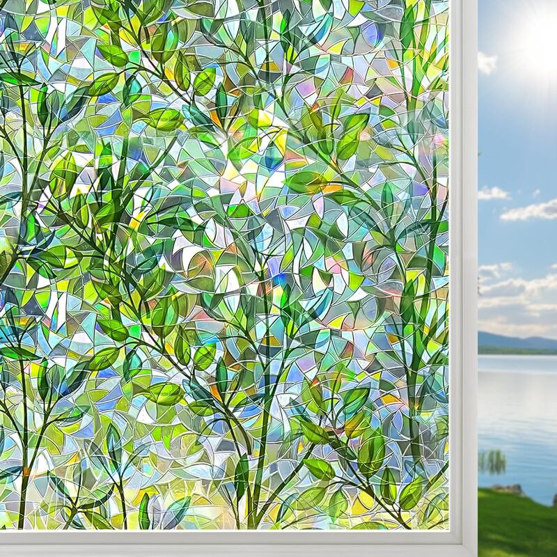 Cross-Border Electrostatic Colorful Flower Glass Film Translucent Window Insulation Film Decorative Laser Rainbow Sticker Wholesale