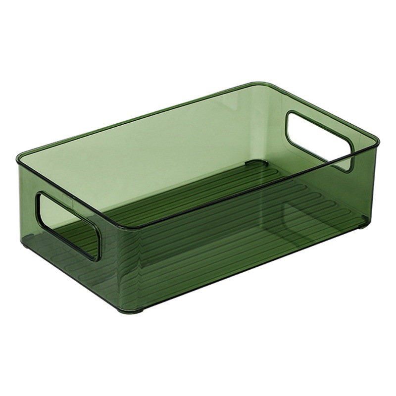 T Luz de lujo joyería de almacenamiento de escritorio transparente máscara cosmética caja de organización escritorio del estudiante PET caja de almacenamiento a rayas