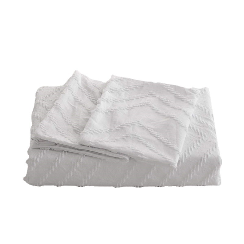 定制加工亚马逊爆款剪花三件套簇绒纯色波西米亚全棉套件被套枕套