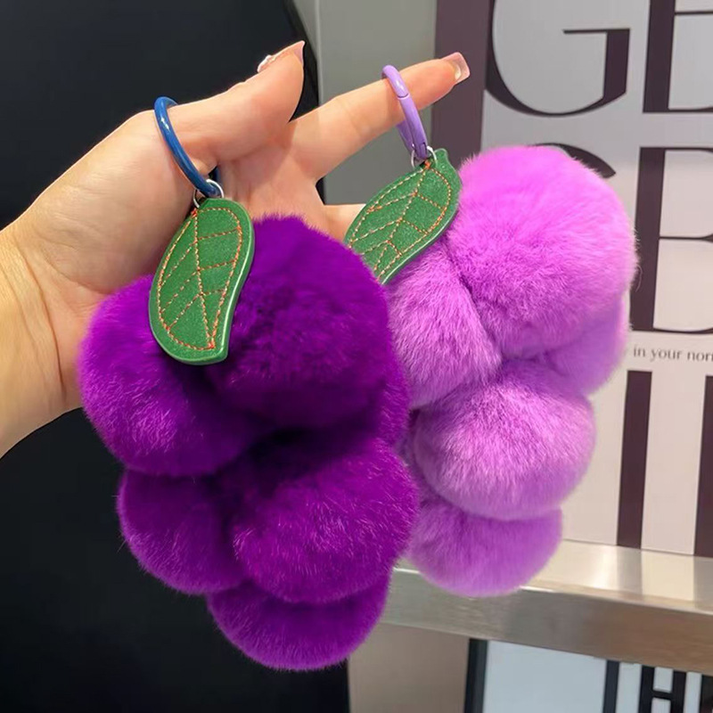 New Year's Genuine Plush Grape Super Cute Keychain Pendant Car Male and Female Couple Student Small Gift Bag Pendant New Year's Genuine Plush Grape Super Cute Keychain Pendant Car Male and Female Couple Student Small Gift Bag Pendant