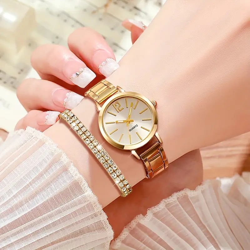 Explosive Women's Watch Temperament Steel Band Women's Watch Fashion Simple Trend Women's Quartz Watch Bracelet suit