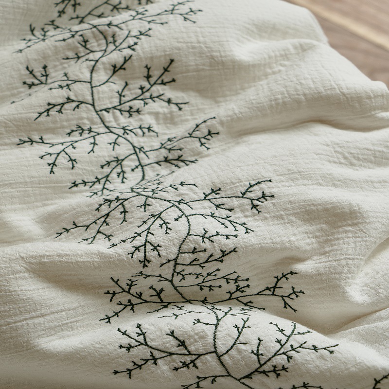 Floral Jacquard bordado de estilo francés, ropa de cama de algodón, cuatro estaciones disponibles, sábanas blancas