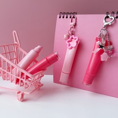 リップグロス用チューブ 8ml/15ml ピンク色 在庫あり 穴あき チェーン付き ペンダント付き 化粧品容器 アイクリームサンプル