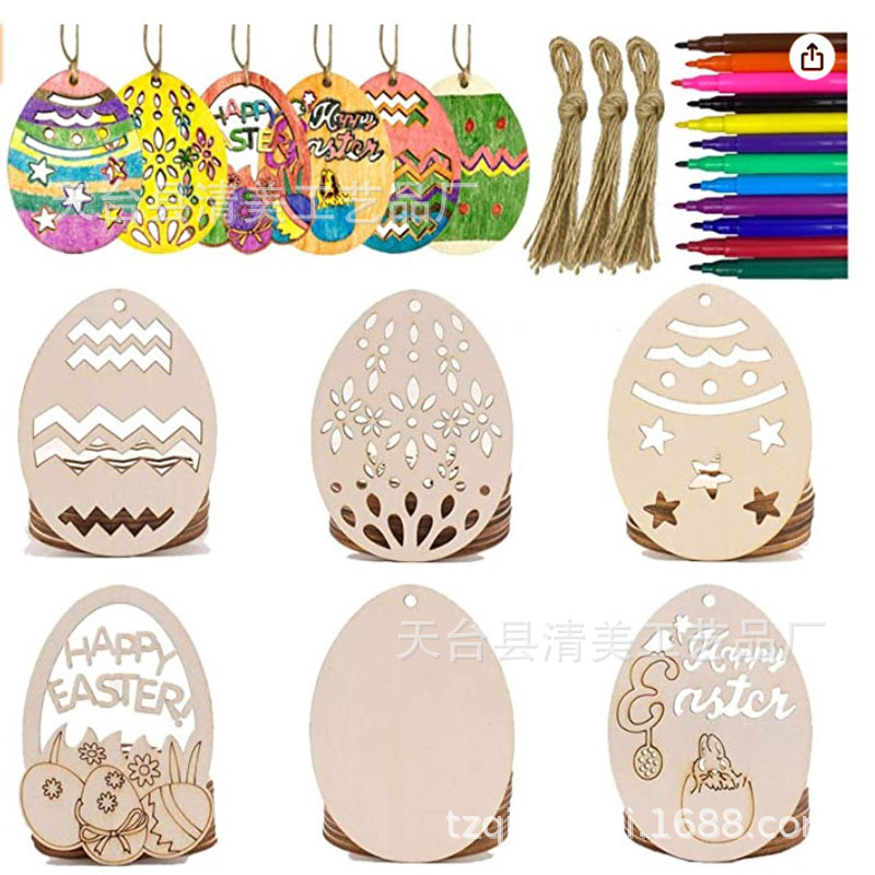 Ventas directas de fábrica de color madera de Pascua huevos de madera Amazon nueva decoración del hogar aula artesanía del huevo