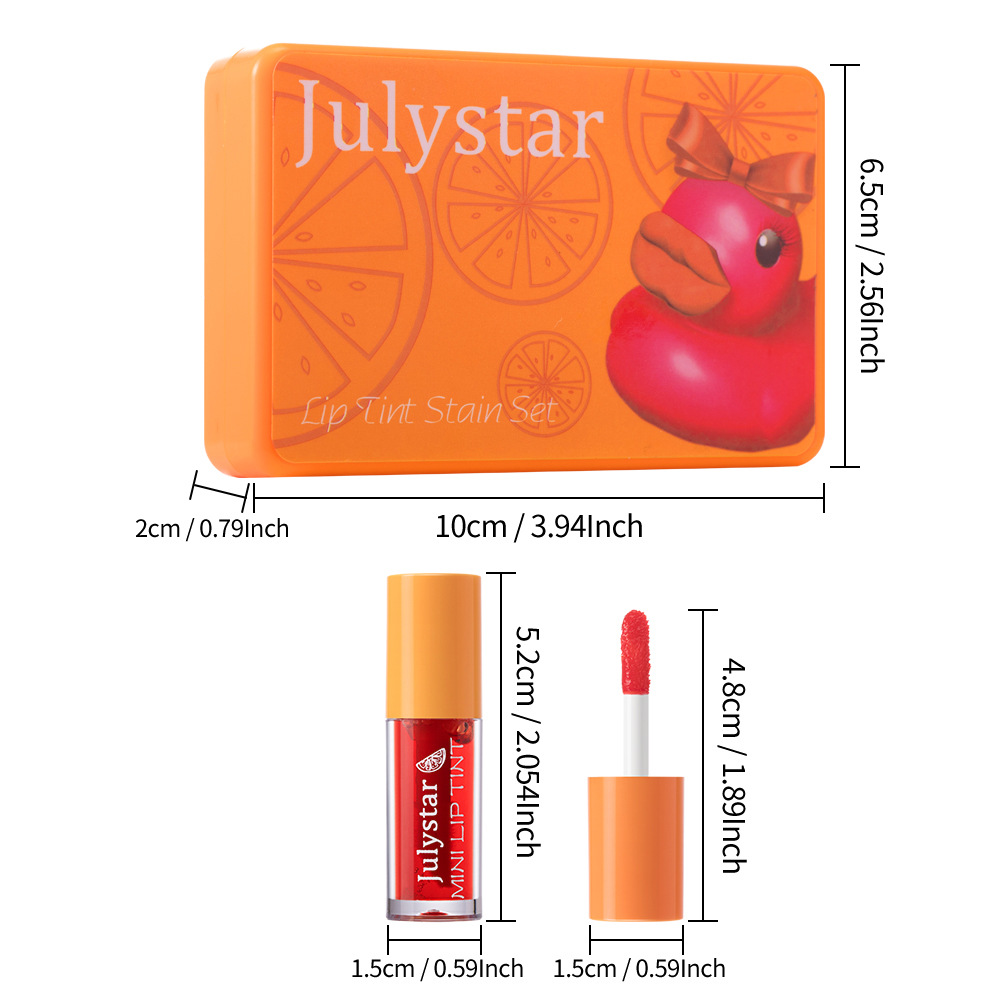 Julystar Cartoon Pattern Duck Lipstick Water Dye Lip Gloss 6-piece Set Lip Gloss Specification drawing