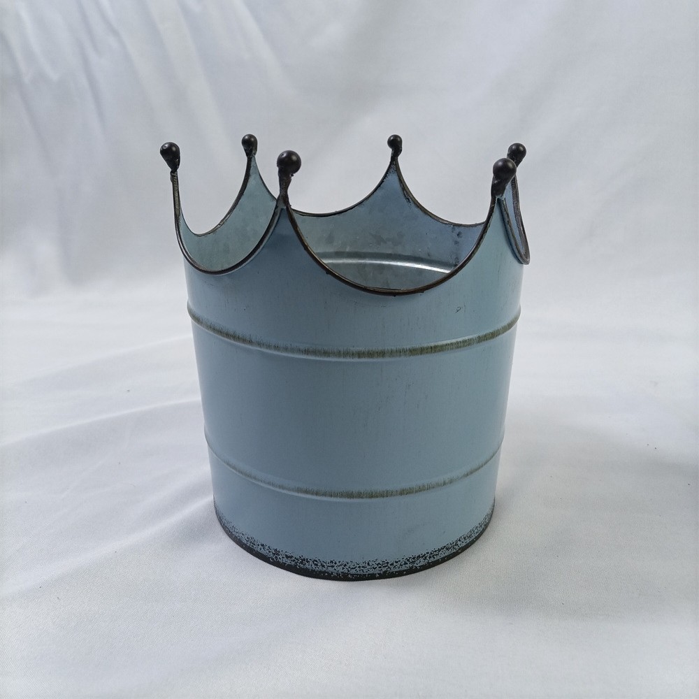 크라운 아이언 꽃 냄비 블루