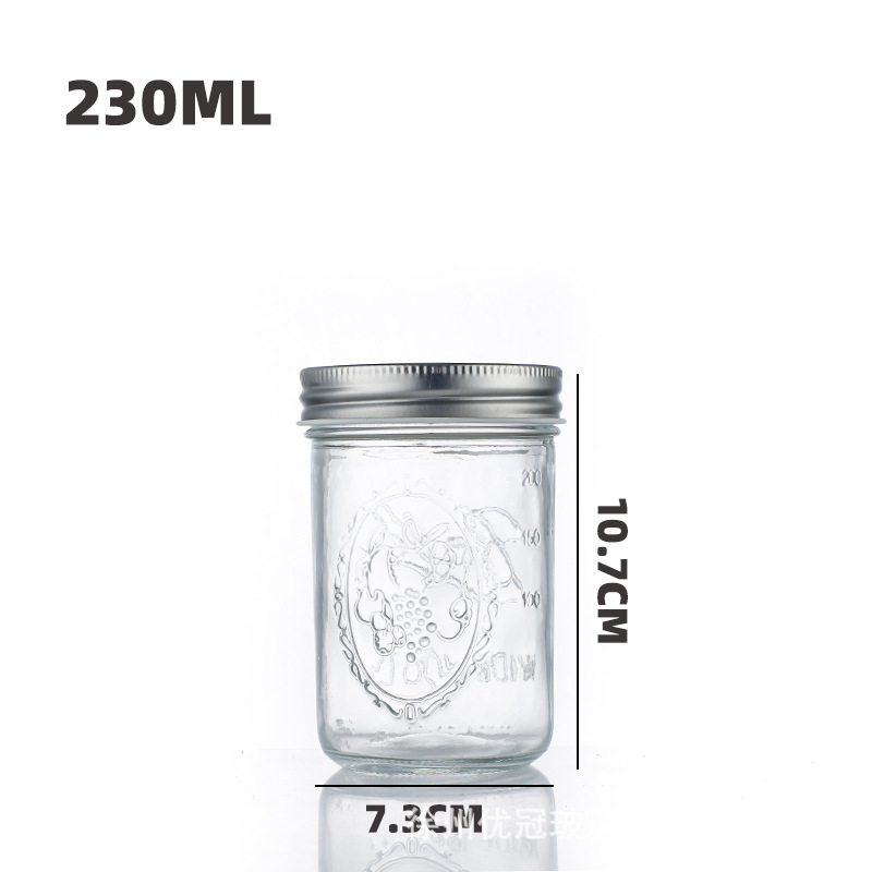 Tarro de albañil de vidrio transparente tarro sellado de la tarro de la ensalada de verduras nueces productos secos de embalaje de almacenamiento de vidrio al por mayor
