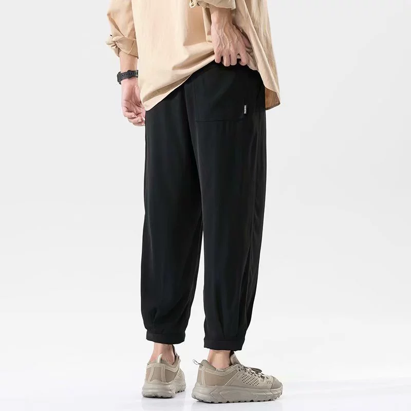 Летние легкие и тонкие шелковые брюки, oversize, корейский стиль
