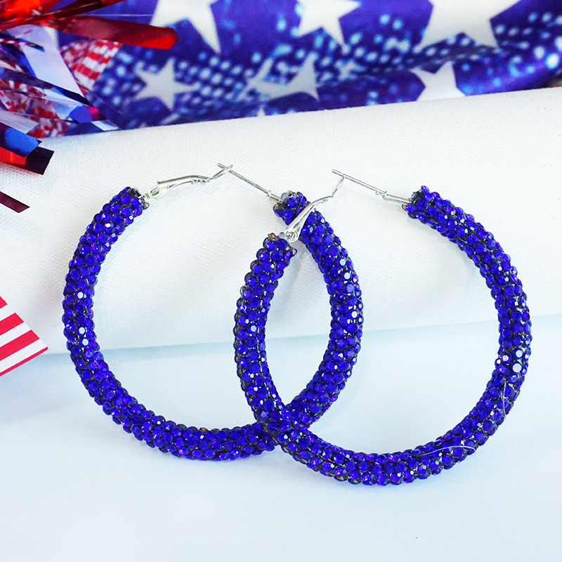 1 Paire Style Simple Bloc De Couleur Incruster Le Fer Strass Des Boucles D'Oreilles display picture 10