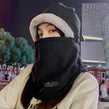 Y帽子女秋冬季围脖一体电动车东北防寒冬天骑车保暖神器2025新款