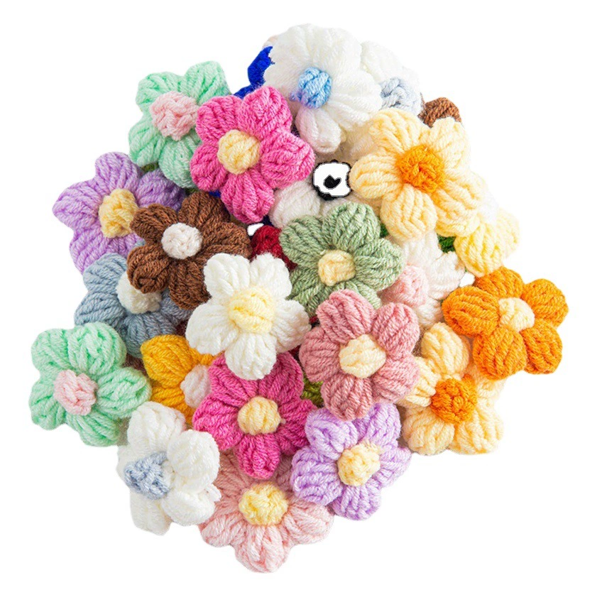 Вязаные крючком шерстяные цветы ручной работы, аксессуары для одежды, оптовая продажа, прямые поставки с фабрики