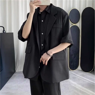 夏季休闲五分袖西服男宽松版型小西装潮流韩版港风小众设计青少年