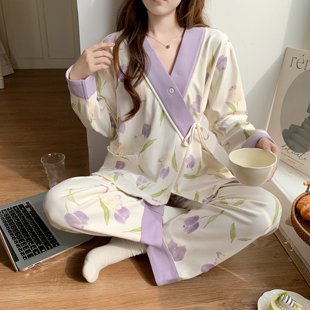 Aa Spring and Autum New Chinoiserie Cotton Confinement Clothes Postpartum Maternity Maternity Nursing Pajamas Summer Thin Suit 45 Months