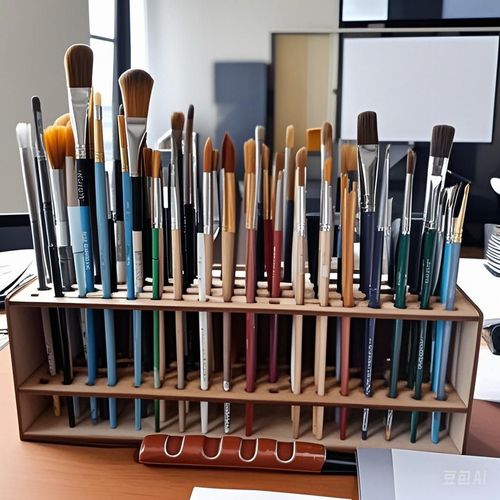 Wooden brush holder large capacity storage multi-hole stand office desk pen storage rack detachable wall mount bracket decorative item