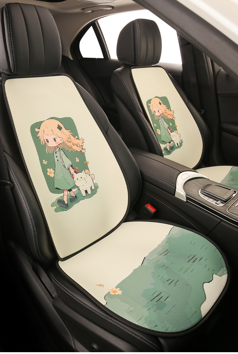 26 Styles of Cute Cartoon Car Seat Cushions for Girls, Suitable for All Seasons, Breathable Summer Cooling Pads, Personalized Goddess Style