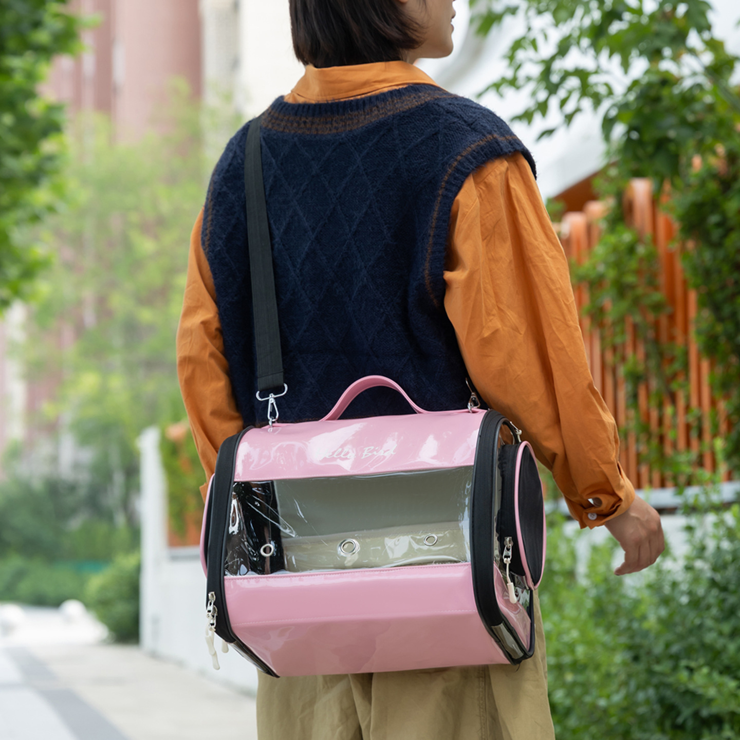 Bolso Transparente de Transporte para Loros de Tela Oxford Portátil para Aves