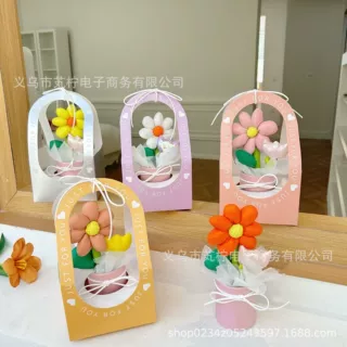 手提式泡芙花清新礼盒搭配礼品学生送老师女朋友配件装饰批发