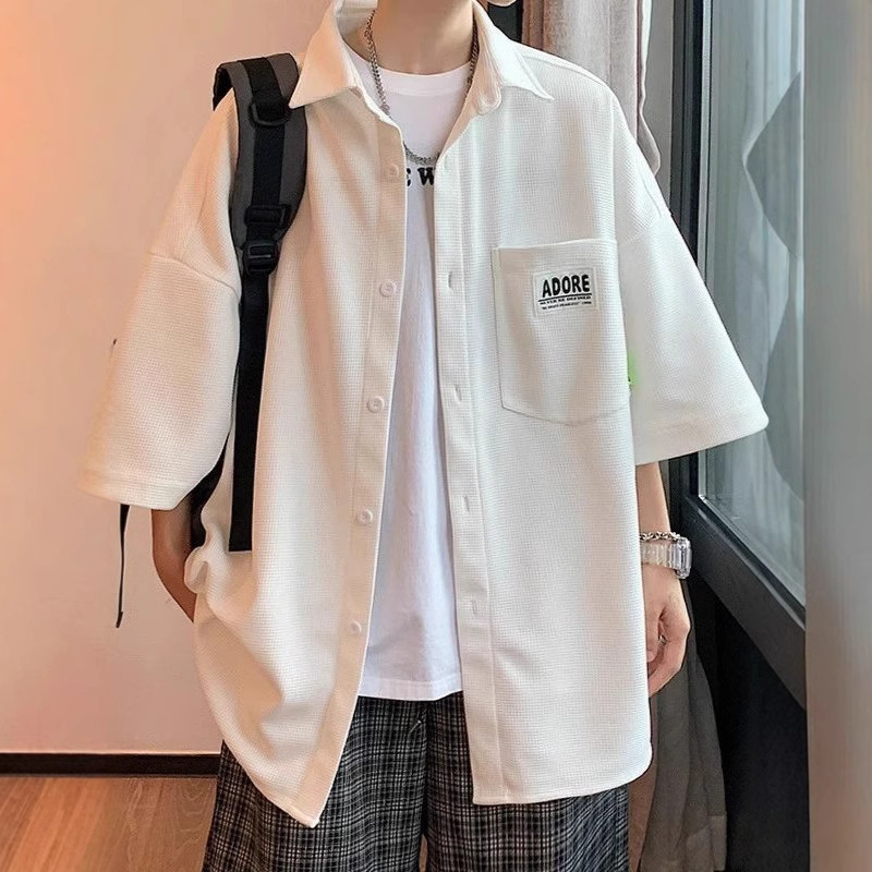 Waffe Label Shirt Men's 2024 Summer New Arrival ifashion Fashionable Loose Casual Couple's Short Sleeve Shirt