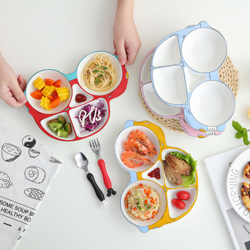 Baby cute meal-sharing rice plate, creative ceramic food supplement bowl, breakfast plate, cartoon Japanese fruit plate, children's tableware