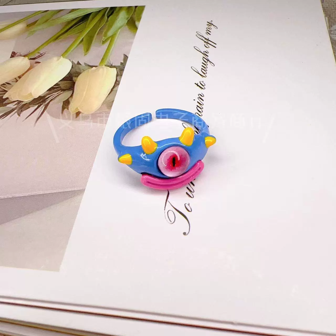 Cute cartoon one size ring, funny monster for elementary school students for beloved