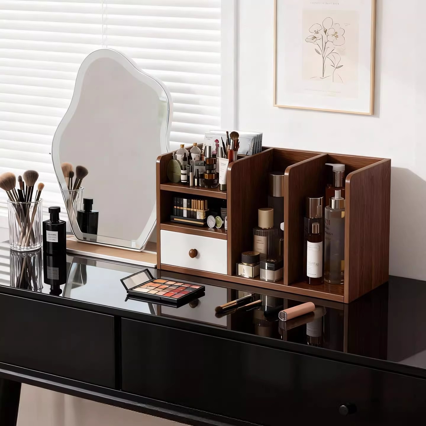 Estante de almacenamiento de cosméticos de escritorio de niñas artefactos de alta calidad estante de almacenamiento de escritorio estante de almacenamiento de productos de cuidado de la piel de lápiz labial