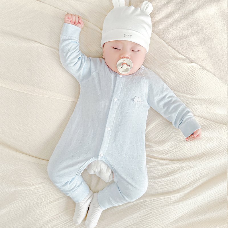 Mono de bebé para primavera y otoño, recién nacido, de algodón puro, con abertura en la entrepierna, ropa de otoño unisex, mono fino para bebé, ropa de bebé.
