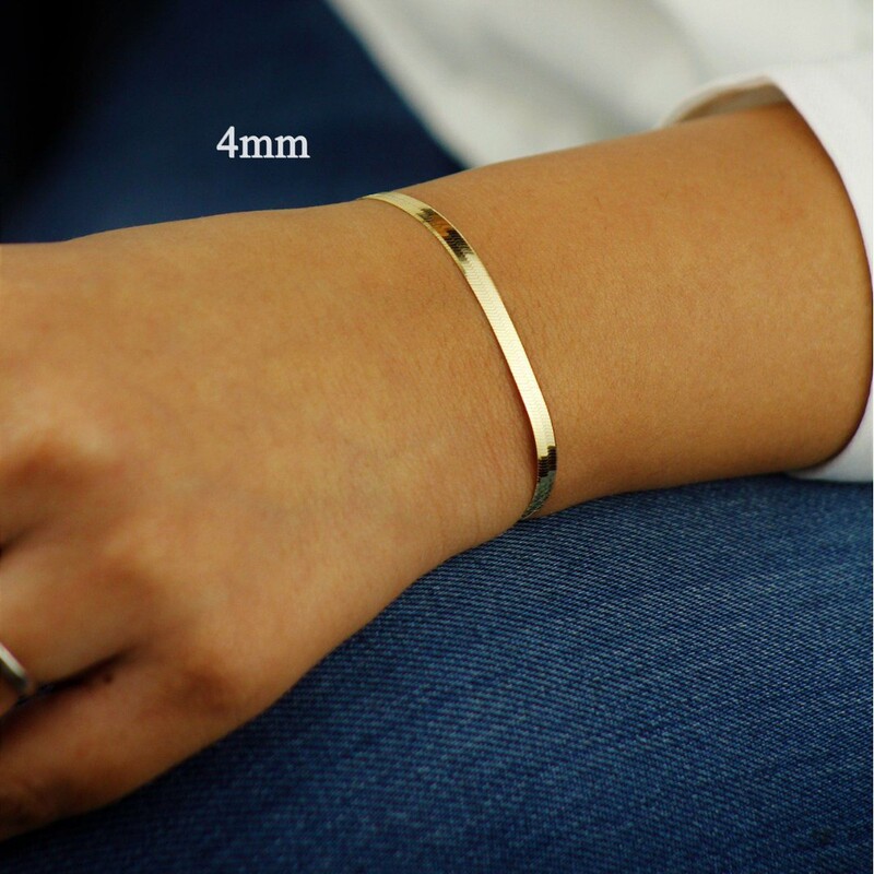 Cross-Border European and American New Fashion Herringbone Chain Bracelet with Multiple Widths, Simple Design, Stylish Jewelry for Daily Commuting