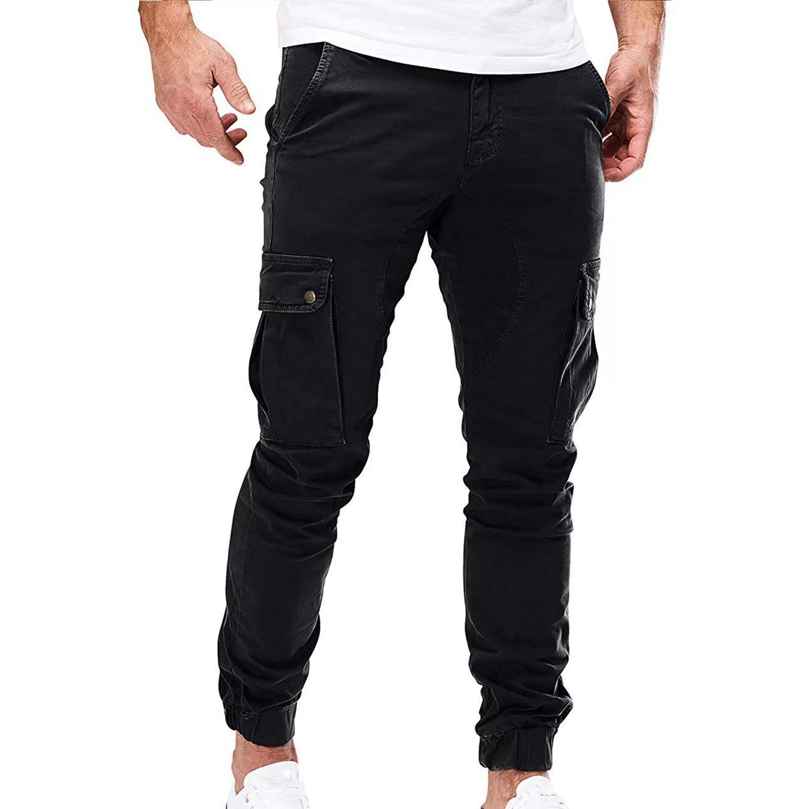 Autumn New Men's Cargo Pants Mens Overalls Multi-pockets Solid Color Pants Trousers Slim Fit Jogging_voghion.com
