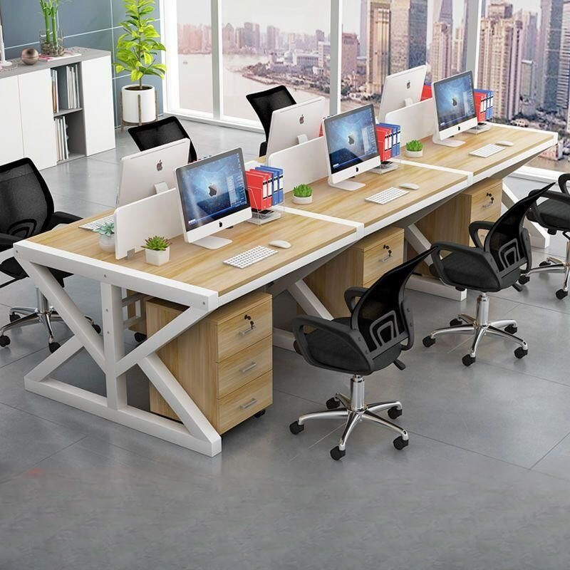 Staff Desks, Employee Computer Desks and Chairs, Simple Modern Office Furniture, 2/6/4-Person Partitioned Workstation Combinations Staff Desks, Employee Computer Desks and Chairs, Simple Modern Office Furniture, 2/6/4-Person Partitioned Workstation Combinations