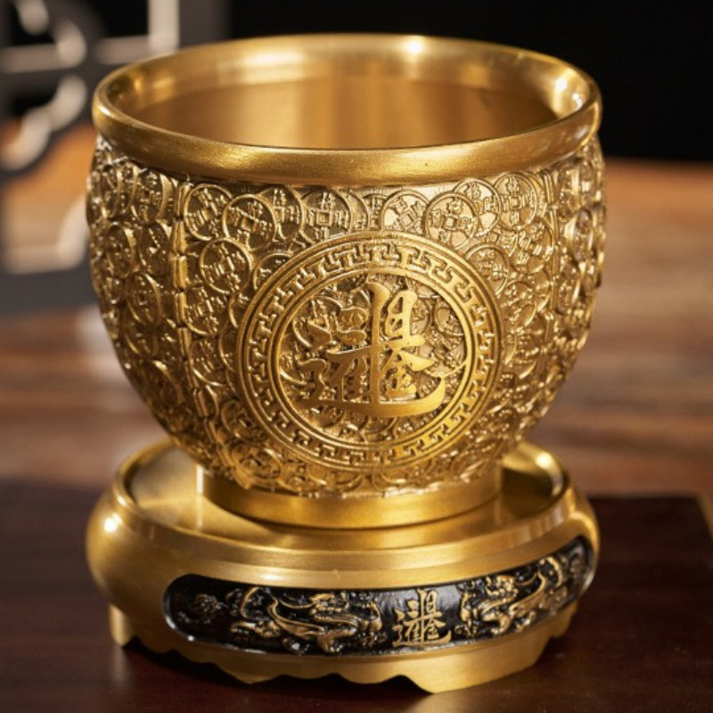 Dinghao Money Jar, Brass Rice Jar, Treasure Bowl, Office Brass Products, Wealth-Attracting Jar, Decorative Crafts, Ornaments