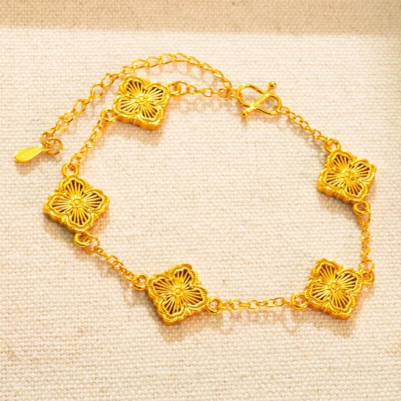 Gold Store Same Style Hollow-Out Gold-Plated Buccellati Bracelet for Women, New Chinese-Style Retro Exquisite Versatile Trendy Jewelry Gold Store Same Style Hollow-Out Gold-Plated Buccellati Bracelet for Women, New Chinese-Style Retro Exquisite Versatile Trendy Jewelry