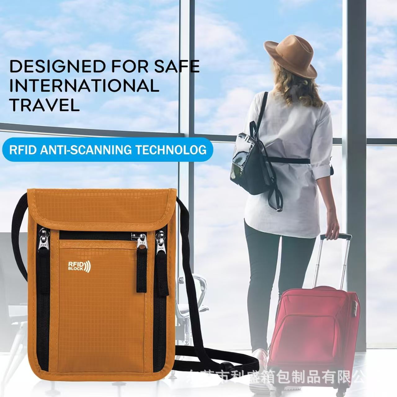 Belge Çantası Çok Fonksiyonlu RFID Pasaport Çantası Hırsızlığa Karşı Kaydırma Belge Çantası Yurtdışı Bilet Kartı Çantası Cüzdan